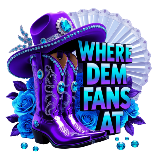 Where Dem Fans At Purple Western Boots & Hat – DTF Heat Transfers #5 DTF Transfers Style Junction – Custom Digital Designs & Apparel