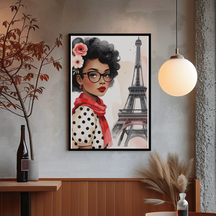 Elegant Black Parisian Girl Wall Art – 3 High-Res JPG Prints Digital File Style-Junction Custom Designs & Prints