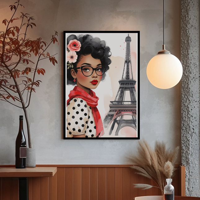 Elegant Black Parisian Girl Wall Art – 3 High-Res JPG Prints Digital File Style-Junction Custom Designs & Prints