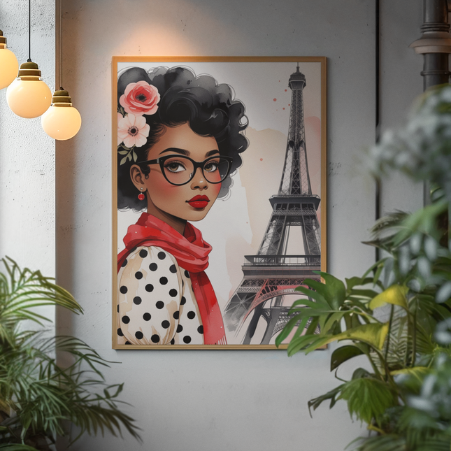 Elegant Black Parisian Girl Wall Art – 3 High-Res JPG Prints Digital File Style-Junction Custom Designs & Prints