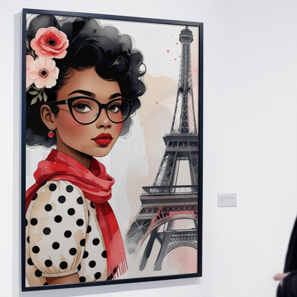 Elegant Black Parisian Girl Wall Art – 3 High-Res JPG Prints Digital File Style-Junction Custom Designs & Prints