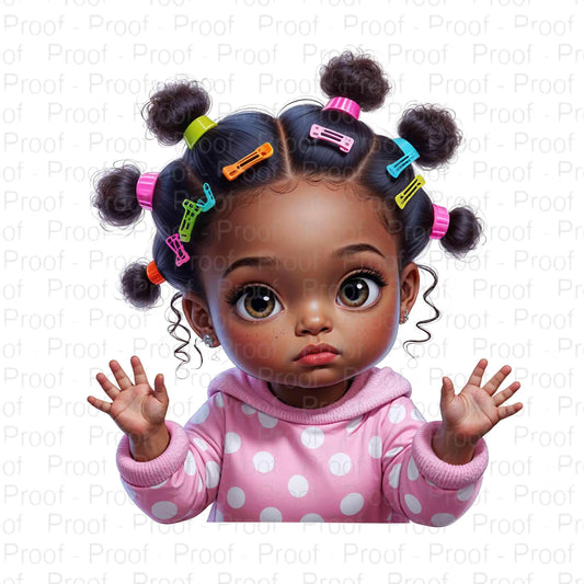 Adorable Afro Puffs Baby Girl Digital Art | Cute Cartoon Style Download | PNG High-Res Digital File Style-Junction Custom Designs & Prints