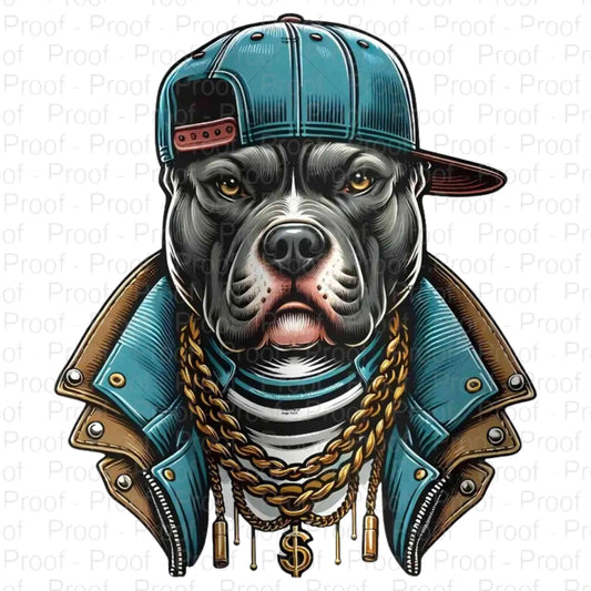 Cool Hip-Hop Pitbull Digital Art | Gangster Dog Illustration PNG | Stylish Rapper Dog Clipart | Urban Pitbull | Digital Download Digital File Style-Junction Custom Designs & Prints