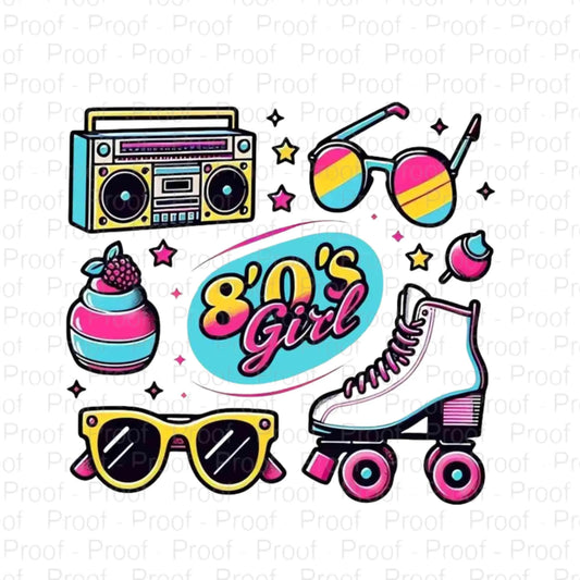 Retro 80s Girl PNG | Neon Nostalgia Sublimation Design | Vintage Roller Skate Clipart | Boombox & Sunglasses 80s Aesthetic Digital File Digital File Style-Junction Custom Designs & Prints