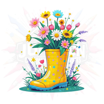 Floral Rain Boot PNGs – 5 Watercolor Spring Garden Clipart Files Digital File Style-Junction Custom Designs & Prints