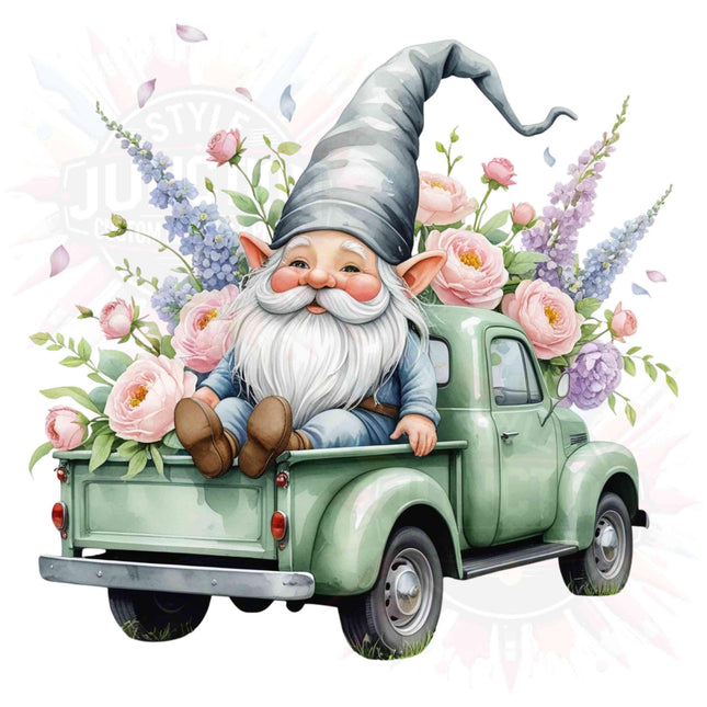Whimsical Gnome Clipart Bundle of 4 Vintage Light Green Truck Digital File Style Junction – Custom Digital Designs & Apparel
