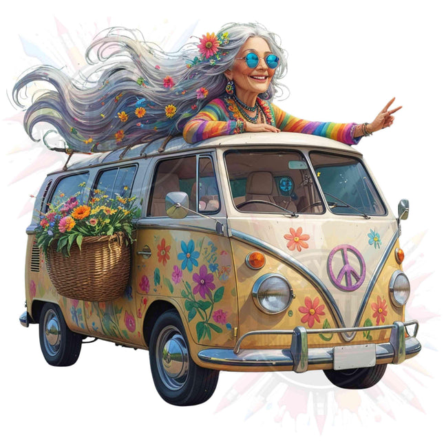 Boho Hippie Van Digital Clipart Bundle of 4, Retro Floral Bus Digital File Style Junction – Custom Digital Designs & Apparel