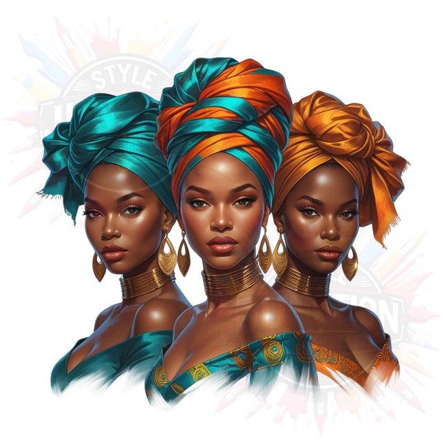 Elegant African Queen PNG Bundle of 4 Afrocentric Black Woman Digital File Style Junction – Custom Digital Designs & Apparel