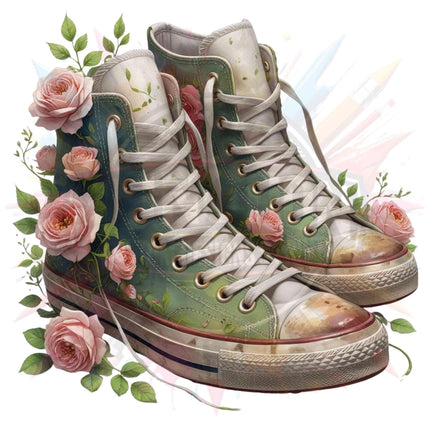 Vintage Floral Boho Grunge Floral Sneaker PNG Bundle 4 Cottagecore Rose Converse Clipart Files for Sublimation on Shirts, Totes, Mugs Etsy