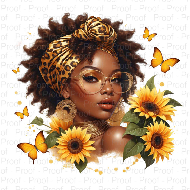 Afro Beauty Sunflower 2 PNG Files | Melanin Queen Digital Art Digital File Style Junction – Custom Digital Designs & Apparel