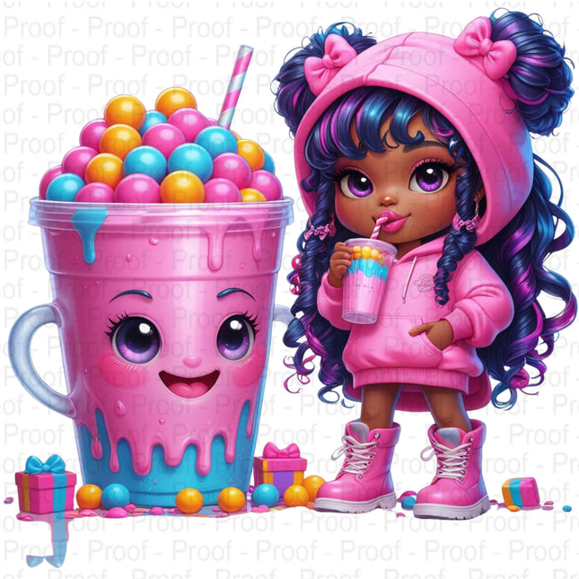 Bubblegum Girl Digital PNG Bundle of 4 | Vibrant Cute Digital File Style Junction – Custom Digital Designs & Apparel