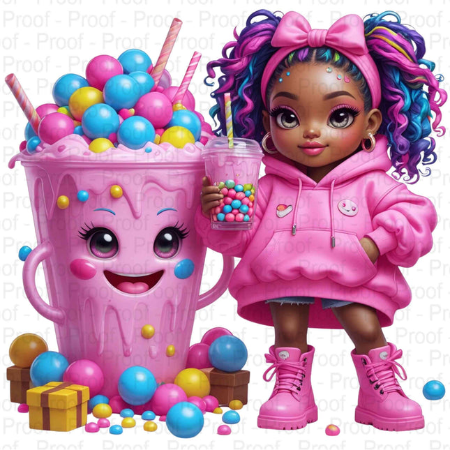 Bubblegum Girl Digital PNG Bundle of 4 | Vibrant Cute Digital File Style Junction – Custom Digital Designs & Apparel