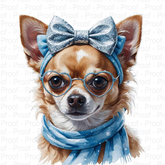 Winter Chihuahua Watercolor Art - 4 Transparent Background PNG Files Digital File Style Junction – Custom Digital Designs & Apparel