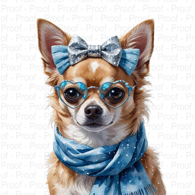 Winter Chihuahua Watercolor Art - 4 Transparent Background PNG Files Digital File Style Junction – Custom Digital Designs & Apparel