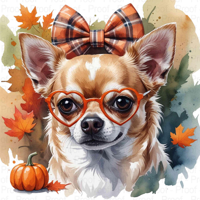 Autumn Chihuahua Watercolor Art 4 PNG Files Digital File Style Junction – Custom Digital Designs & Apparel