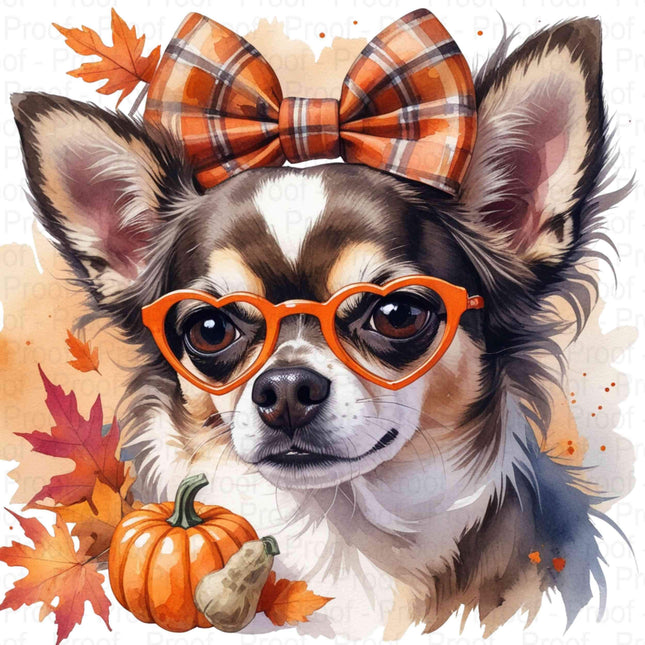 Autumn Chihuahua Watercolor Art 4 PNG Files Digital File Style Junction – Custom Digital Designs & Apparel