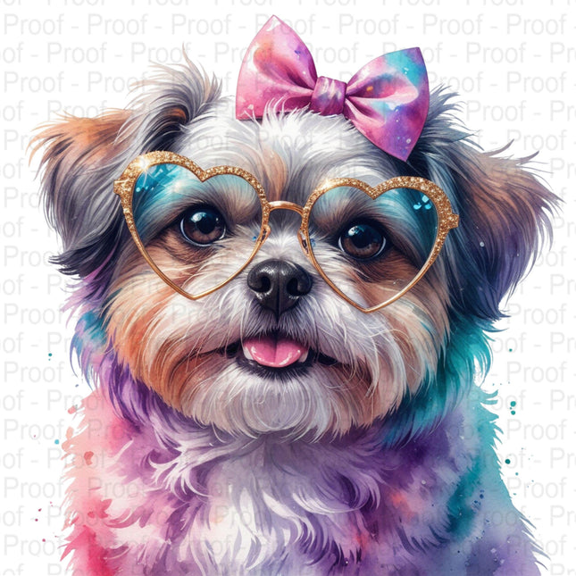 Adorable Watercolor Shih Tzu PNG Bundle of 4 Cute Fluffy Puppy Digital File Style Junction – Custom Digital Designs & Apparel