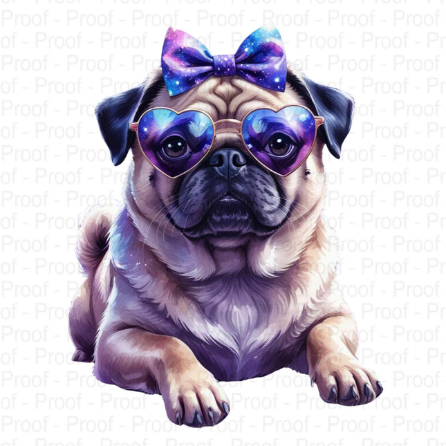 Cosmic Galaxy Pug PNG Bundle of 4 Files | Watercolor Space Pug Digital File Style Junction – Custom Digital Designs & Apparel