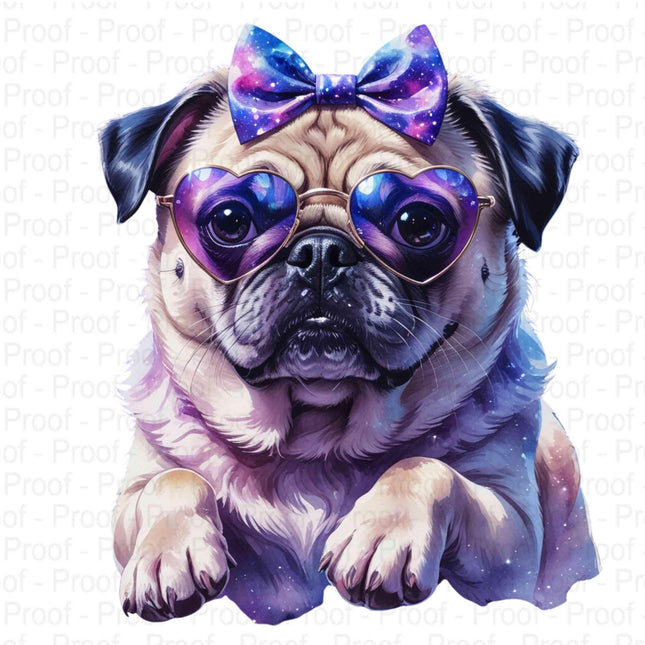 Cosmic Galaxy Pug PNG Bundle of 4 Files | Watercolor Space Pug Digital File Style Junction – Custom Digital Designs & Apparel