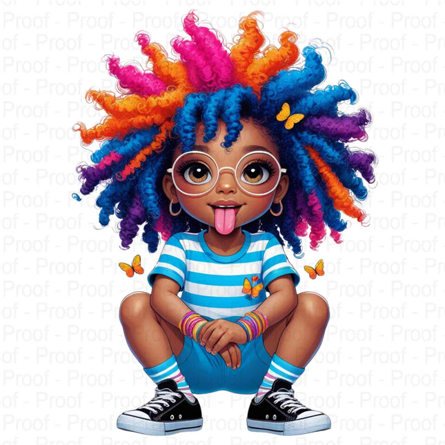 Vibrant Curly-Haired Girl PNG Bundle of 5 Digital File Style Junction – Custom Digital Designs & Apparel