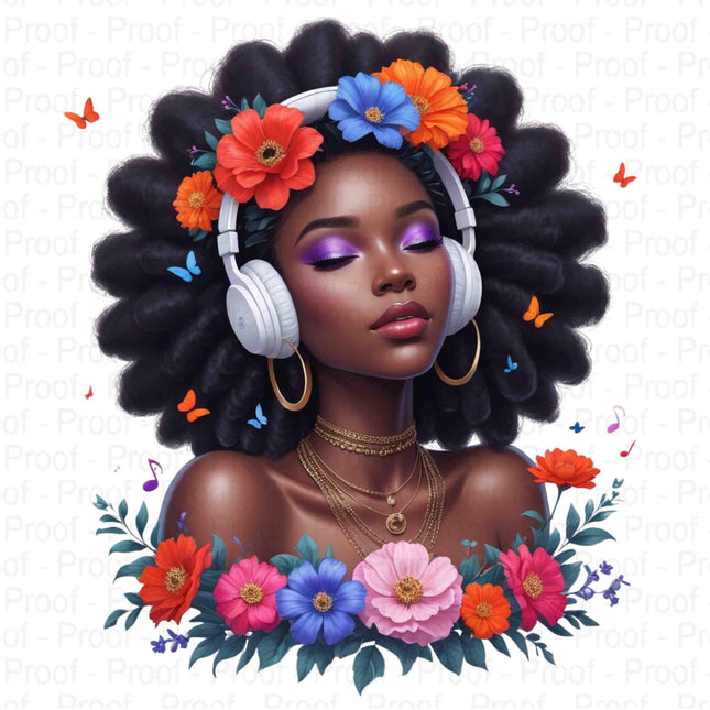 Afro Girl Floral Crown PNG Bundle of 4 | Black Woman Digital Art Digital File Style Junction – Custom Digital Designs & Apparel