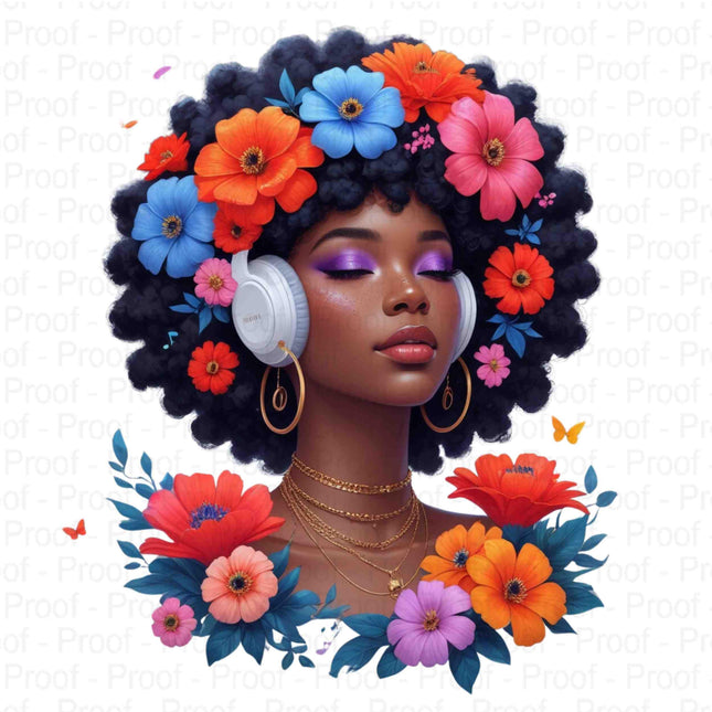 Afro Girl Floral Crown PNG Bundle of 4 | Black Woman Digital Art Digital File Style Junction – Custom Digital Designs & Apparel