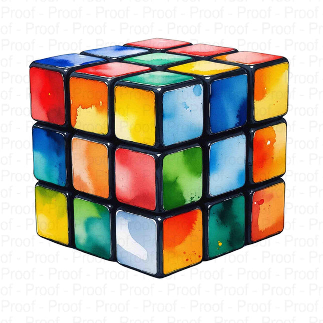 Watercolor Rubiks Cube PNG Bundle of 4 Vibrant Hand-Puzzle Digital File Style Junction – Custom Digital Designs & Apparel