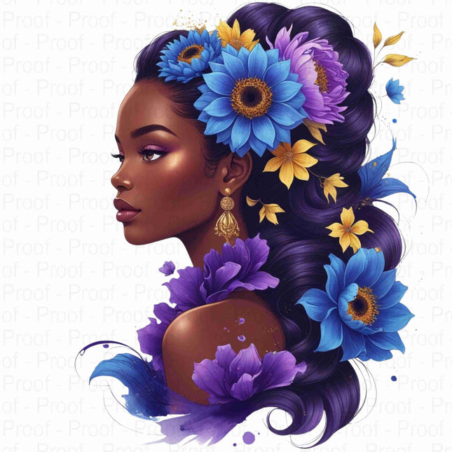 Elegant Afrocentric Floral Woman PNG Bundle of 4 Digital File Style Junction – Custom Digital Designs & Apparel