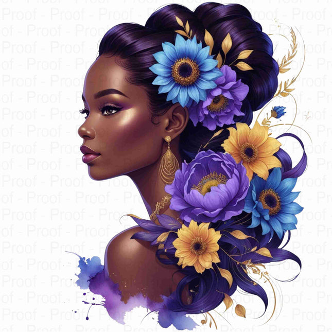 Elegant Afrocentric Floral Woman PNG Bundle of 4 Digital File Style Junction – Custom Digital Designs & Apparel