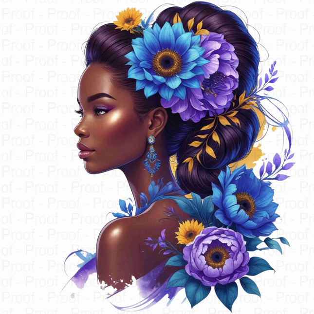 Elegant Afrocentric Floral Woman PNG Bundle of 4 Digital File Style Junction – Custom Digital Designs & Apparel