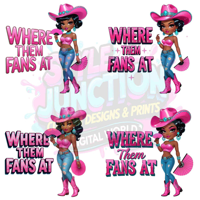 Black Cowgirl Pink Digital Art PNG Bundle of 4 | Where Them Fans At Digital File Style Junction – Custom Digital Designs & Apparel