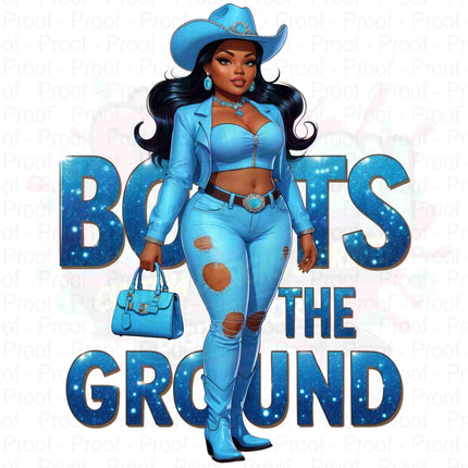 Curvy Cowgirl PNGs – Light Blue “Boots on the Ground” Bundle Digital File Style-Junction Custom Designs & Prints
