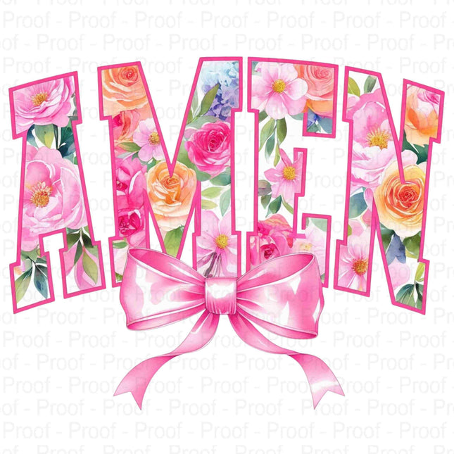 Floral "AMEN" Varsity Lettering with Pink Bow Bundle of 5 Digital File Style Junction – Custom Digital Designs & Apparel