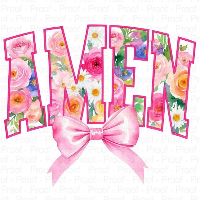 Floral "AMEN" Varsity Lettering with Pink Bow Bundle of 5 Digital File Style Junction – Custom Digital Designs & Apparel