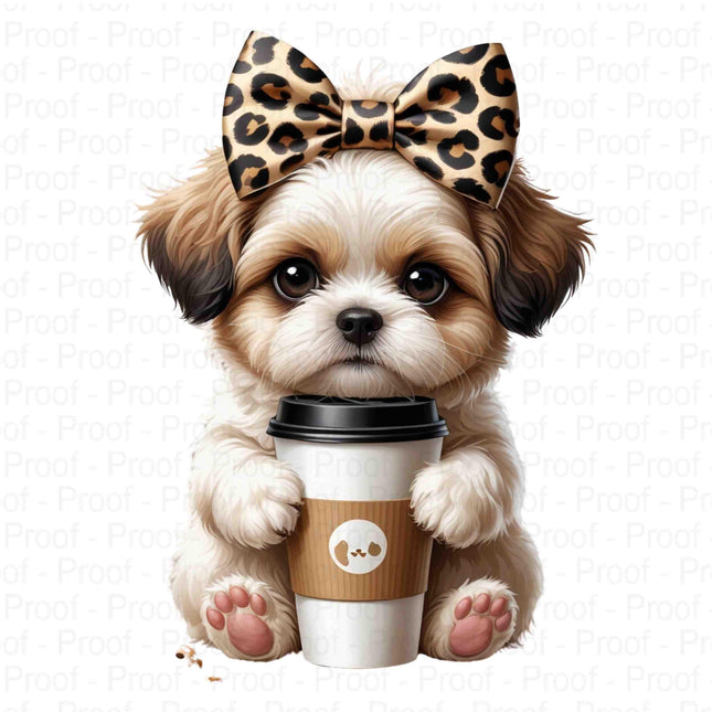 Leopard Bow Shih Tzu Coffee PNGs | Cute Puppy Clipart Bundle of 5 Digital File Style Junction – Custom Digital Designs & Apparel