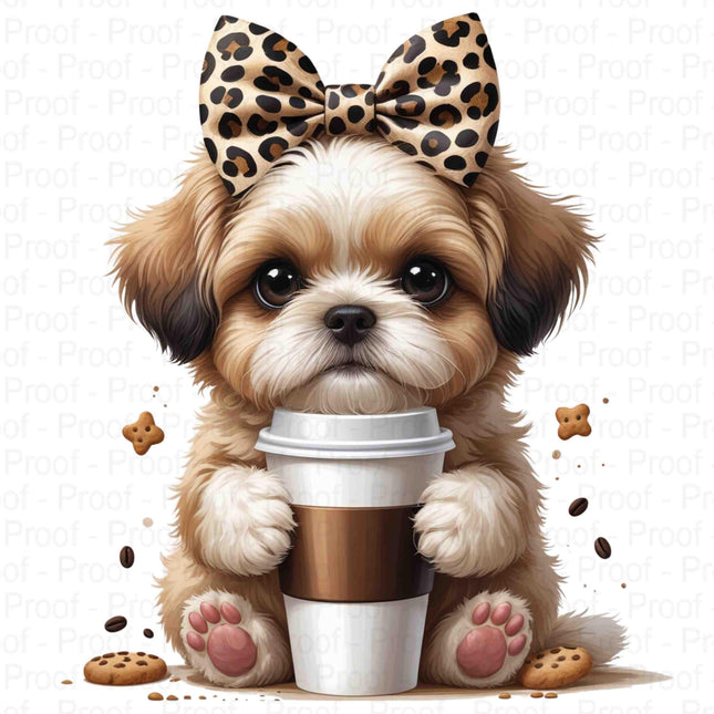 Leopard Bow Shih Tzu Coffee PNGs | Cute Puppy Clipart Bundle of 5 Digital File Style Junction – Custom Digital Designs & Apparel