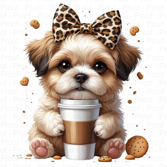 Leopard Bow Shih Tzu Coffee PNGs | Cute Puppy Clipart Bundle of 5 Digital File Style Junction – Custom Digital Designs & Apparel