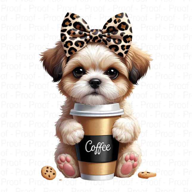 Leopard Bow Shih Tzu Coffee PNGs | Cute Puppy Clipart Bundle of 5 Digital File Style Junction – Custom Digital Designs & Apparel