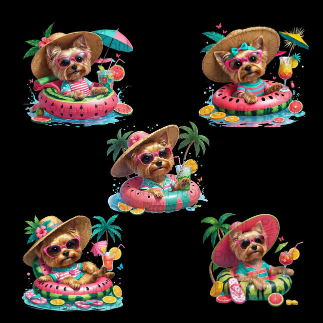 Adorable Summer Yorkie in Watermelon Float Transparent PNG Bundle of 5 Digital File Style Junction – Custom Digital Designs & Apparel