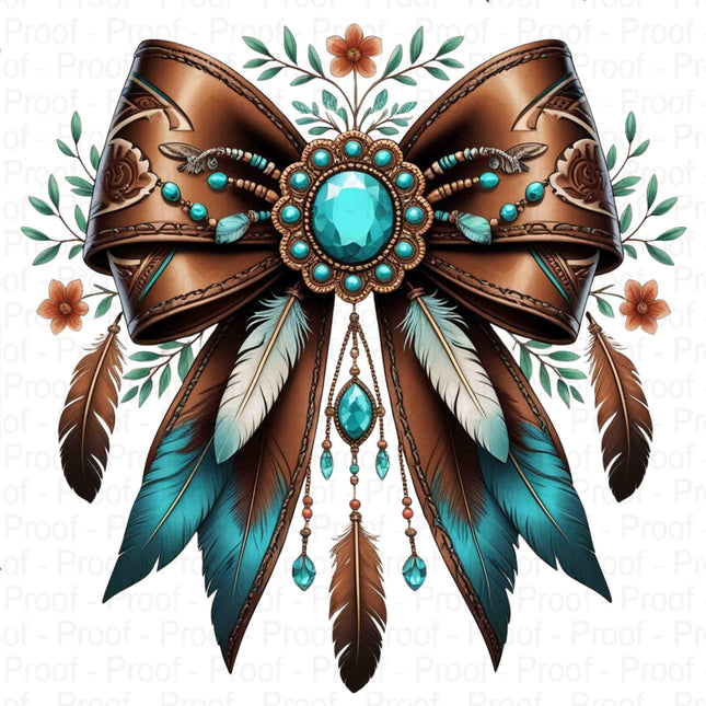 Western Cowgirl Bow Clipart PNG Bundle 4 High-Resolution Turquoise Feather Digital File Style Junction – Custom Digital Designs & Apparel