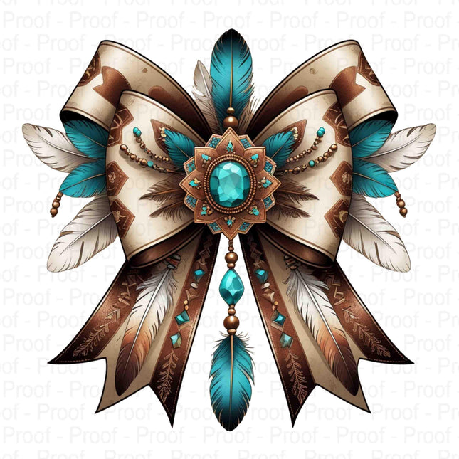 Western Cowgirl Bow Clipart PNG Bundle 4 High-Resolution Turquoise Feather Digital File Style Junction – Custom Digital Designs & Apparel