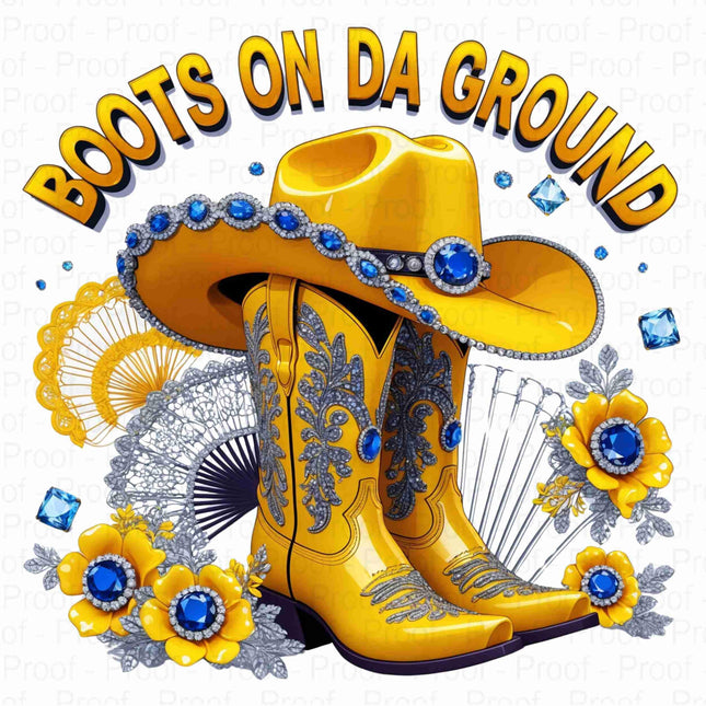 Yellow Cowgirl Boots Hat Fan Floral "Boots On Da Ground" PNG Bundle of 5 Digital File Style Junction – Custom Digital Designs & Apparel