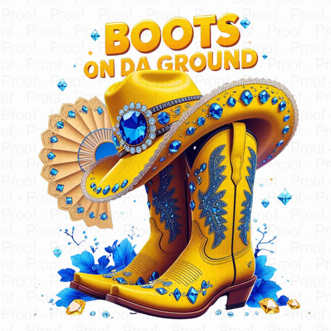 Yellow Cowgirl Boots Hat Fan Floral "Boots On Da Ground" PNG Bundle of 5 Digital File Style Junction – Custom Digital Designs & Apparel