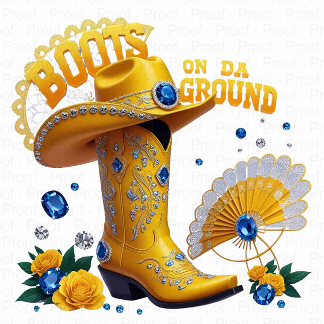 Yellow Cowgirl Boots Hat Fan Floral "Boots On Da Ground" PNG Bundle of 5 Digital File Style Junction – Custom Digital Designs & Apparel