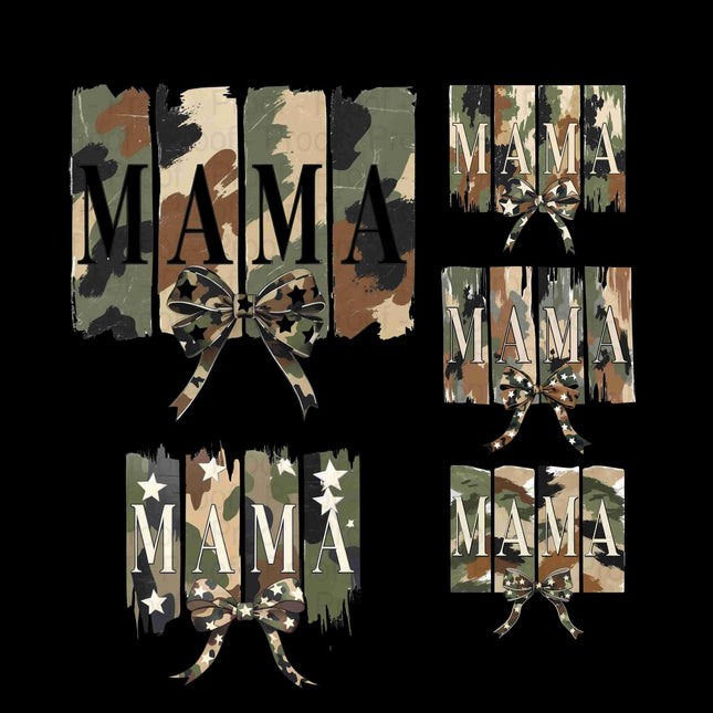 Camo MAMA PNG Sublimation Bundle of 5 with Military Print Bow Digital File Etsy