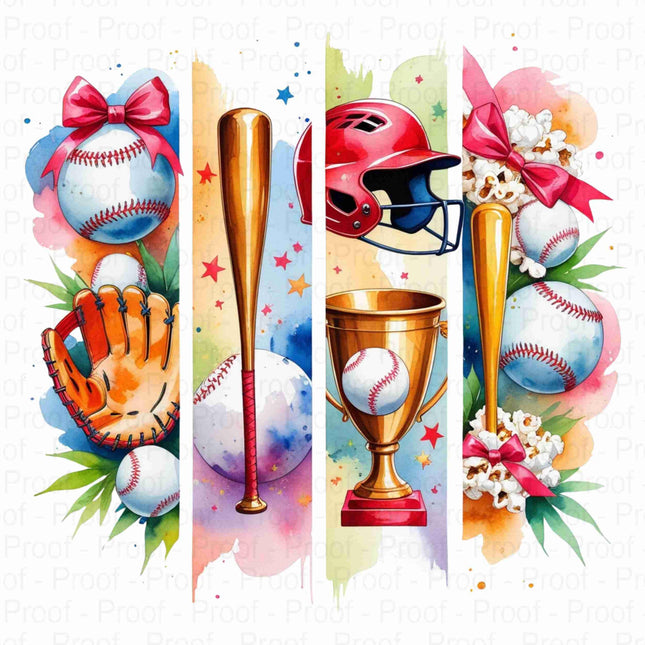 Baseball Sports Clipart Bundle of 5 Unique High-Res PNG Files Digital File Style Junction – Custom Digital Designs & Apparel