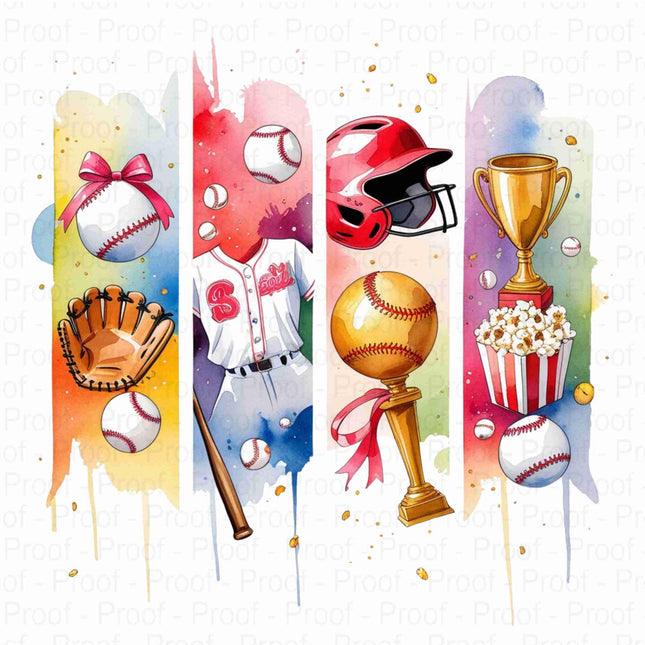 Baseball Sports Clipart Bundle of 5 Unique High-Res PNG Files Digital File Style Junction – Custom Digital Designs & Apparel
