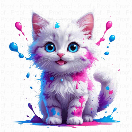 Adorable Paint Splatter Kitten PNG Bundle of 5 Unique Clipart Files Digital File Style Junction – Custom Digital Designs & Apparel