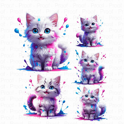 Adorable Paint Splatter Kitten PNG Bundle of 5 Unique Clipart Files Digital File Style Junction – Custom Digital Designs & Apparel