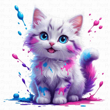 Adorable Paint Splatter Kitten PNG Bundle of 5 Unique Clipart Files Digital File Style Junction – Custom Digital Designs & Apparel